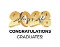 Class of 2023. Congratulations graduates gold graduation concept with 3d text . Flat style vector illustration