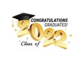 Class of 2022. Congratulations graduates gold graduation concept with 3d text vector illustration