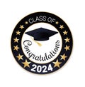 Class of 2024. Congratulations graduates logo design. Graduation design template vector illustration