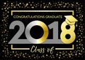 Class of 2018, congratulations graduating golden glitter card Royalty Free Stock Photo