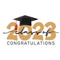 Class of 2023, congratulations. Handwritten text with graduation cap Royalty Free Stock Photo