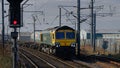 Class 66 Diesel Locomotive Pulling a Freight Train