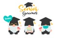 Class of 2021. Gnomes holding a senior graduation diploma. isolate on white background Royalty Free Stock Photo