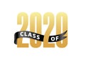 Class of 2020 Gold Lettering Graduation 3d logo with ribbon. Graduate design yearbook Vector illustration Royalty Free Stock Photo