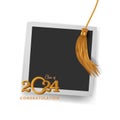 Class of 2024 with golden tassel and photo frame graduation party education for collage with white background