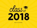 Class of 2018 graduate academic illustration. College diploma badge symbol 2018 education