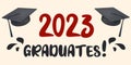 2023 class graduate, mission complete. The concept of decorate congratulation for school graduates. Design for t-shirt