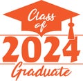 Class of 2024 Graduate Orange Graphic