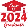 Class of 2024 Graduate Red Graphic Royalty Free Stock Photo