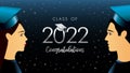 2022 class of graduate, students with square academic cap Royalty Free Stock Photo