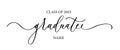 Class of 2023 Graduate . Trendy calligraphy lettering inscription.