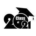 Class of 2021 with Graduation Cap. Flat simple design on white