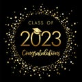 Class of 2023 graduation poster with gold glitter confetti Royalty Free Stock Photo