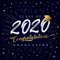 Class of 2020 graduation poster with golden star glitter confetti