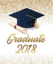 Class of 2018 graduation poster with hat and diploma scroll. Royalty Free Stock Photo