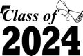 Class of 2024 graphic with cap and diploma Royalty Free Stock Photo