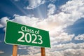 Class of 2023 Green Road Sign with Dramatic Clouds and Sky Royalty Free Stock Photo