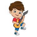 Kid playing guitar.vector and illustration.