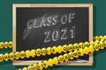 Class of 2021. Lettering in a school blackboard. Covid-19 concept Royalty Free Stock Photo