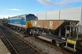 Class 47 diesel locomotive haymarket and dogfish ballast wagon at Wensleydale Railway UK