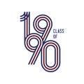 Class of 1990 logo retro vector white