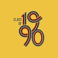 Class of 1990 logo retro vector yellow background