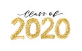 Class of 2020. Modern calligraphy. Hand drawn brush lettering logo. Graduate design yearbook. Vector illustration. Royalty Free Stock Photo