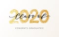 Class of 2020. Modern calligraphy. Hand drawn brush lettering logo. Graduate design yearbook. Vector illustration. Royalty Free Stock Photo