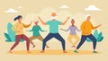 A class of older adults moving mindfully and with intention in their Tai Chi practice.. Vector illustration. Royalty Free Stock Photo