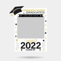 Class of 2022 photo booth prop design. Congratulations graduates lettering vector illustration. Typography photo template for Royalty Free Stock Photo