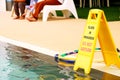 Class in progress do not disturb Sign at swimming pool