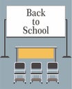 Class room apperance illustration with whiteboard and chair also table Royalty Free Stock Photo