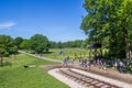 Class of school children at the National Monument in Westerbork Royalty Free Stock Photo