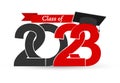 Class 2023. Stylized inscription with the year and the graduate`s cap