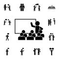 Class, teacher, students flat vector icon in People talk pack