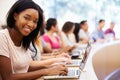 Class Of University Students Using Laptops In Lecture Royalty Free Stock Photo