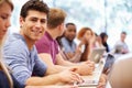 Class Of University Students Using Laptops In Lecture Royalty Free Stock Photo