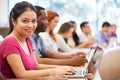 Class Of University Students Using Laptops In Lecture Royalty Free Stock Photo