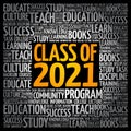 CLASS OF 2021 word cloud collage, education concept background Royalty Free Stock Photo