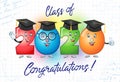 Class of 2020 year graduation cartoon banner Royalty Free Stock Photo