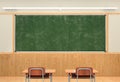 Classboard And School Desks. 3d