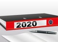 The year 2020 examined through a magnifying glass to symbolize the balance sheet. Royalty Free Stock Photo