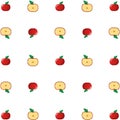 Classic abstract illustration with red pixel and bitten apple for pattern design. Pixel vector illustration. Abstract Royalty Free Stock Photo