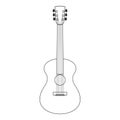 Classic acoustic guitar silhouette. Sketch, black and white illustration Royalty Free Stock Photo