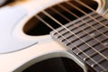 Classic acoustic guitar at weird and unusual perspective Royalty Free Stock Photo