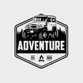 Classic adventure overland vehicle in outdoor emblem logo