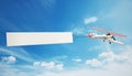 Classic airplane pulling blank white text banner. 3D illustration