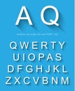 Classic alphabet with modern long shadow effect.