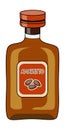 Classic Amaretto Italian sweet almond liquor in a bottle. Doodle cartoon hipster style vector illustration isolated on Royalty Free Stock Photo
