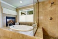 Classic American bathroom with whithe bath tub Royalty Free Stock Photo